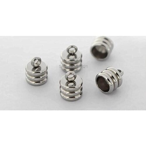 Stainless Steel Cord Crimp Ends Caps Connectors with a Loop fits for 2mm 3mm 4mm 5mm 6mm 8mm Cord Wholesale