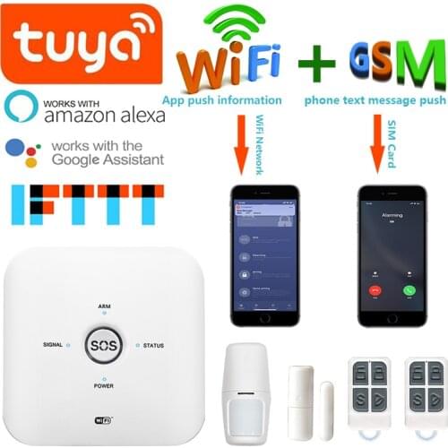 Tuya Wifi GSM Alarm Security System Alexa Compatible App Control Smart Home Wireless Safety Alarm Kits