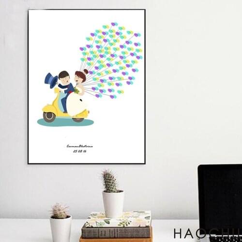 Sweet Souvenir Wedding Gift DIY Fingerprint Signature Guest Book Decoration Bridal Shower Groom In Love Marriage Party Supply