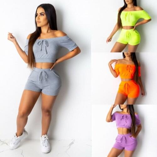 US Women Crop Tops+Shorts Stretchy Tracksuit Set Summer Beach Travel Outfit 2Pcs Ladies Tracksuit Tank Top Skinny Pants Set