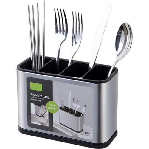 Stainless Steel Chopstick Holder Drain Cutlery Storage Bucket Multifunctional Boxes Cage Spoon Fork Organizer Household Kitchen