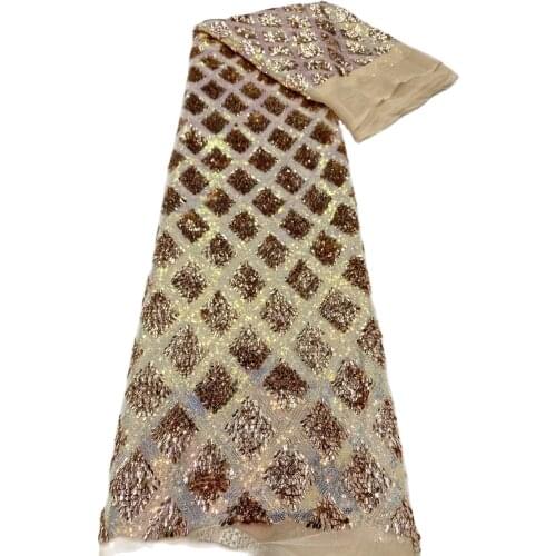 High Quality Full Sequins Shinning Tulle Gold Lace Elegant 2021 Nigeria Aso-Ebi Wedding Party Fabric Turtle French T083-2