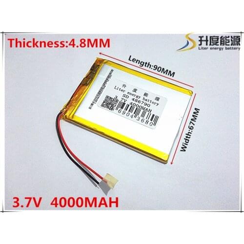 3.7V 4000mAh 486790 Lithium Polymer Li-Po li ion Rechargeable Battery cells For Mp3 MP4 MP5 GPS mobile tablet battery