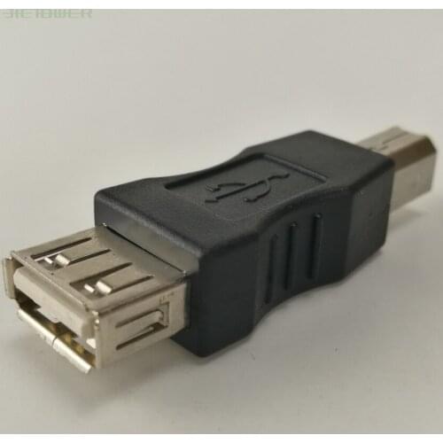 300pcs/lot USB 2.0 A Female to B Male Adapter Connector AF to BM Converter Portable Black Adapter for PC Computer Phone Printer