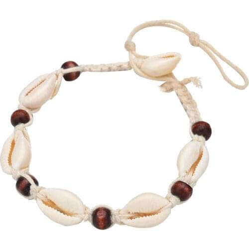 80% Hot Sale Women Bohemian Wooden Beads Shell Braid Rope Anklet Beach Charm Foot Jewelry
