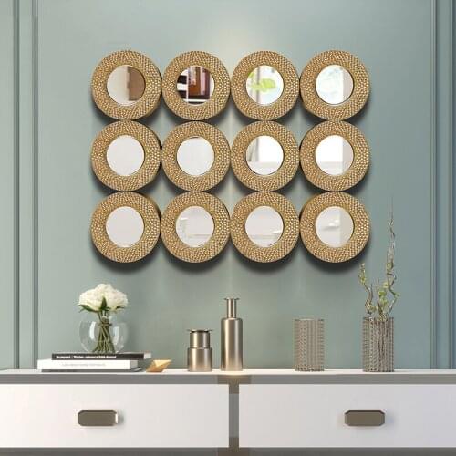 American Wrought Iron Decorative Mirror Wall Hangings Crafts Decoration Home Livingroom Bedroom 3D Wall Sticker Mural Ornaments