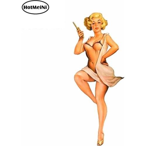 HotMeiNi 13cm x 5.1cm For Gun PINUP Girl Fine High Quality Car Stickers Cool Car Door Protector Gift Waterproof Vinyl Decal