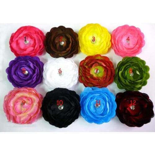 120pcs camellia peony flower Baby Hair Bows Childrens Clip Girl Satin silk Flowers hair clips hottest sale