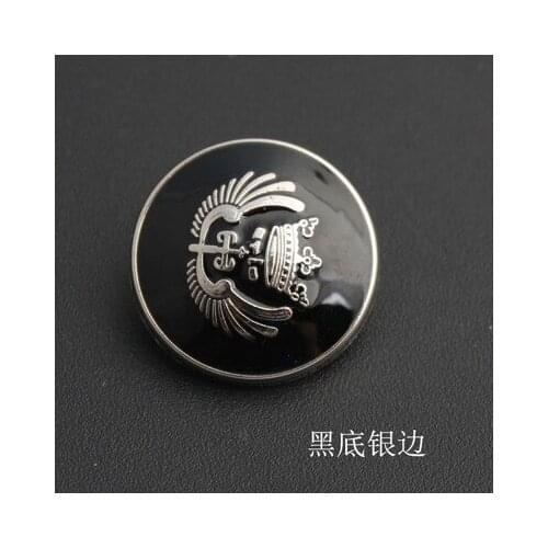 Free shipping 30pcs/lot black bottom silver edge High-grade metal suit coat buttons dust coat black wings shirt button 11.5-25mm