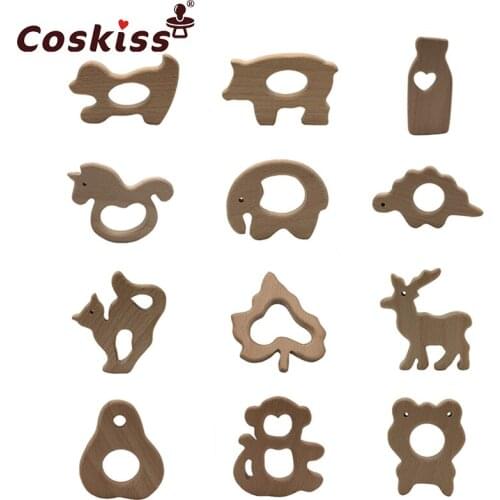 Wooden Teether Toy Baby Safe Nurse Breastfeeding Chew Training Toddler Unwaxed Beech Wooden eco-friendly Organic Baby Teether