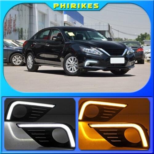 For Nissan Altima Teana 2017 2018 LED Daytime Running Light Waterproof Car 12V LED DRL fog Lamp with Turn Signal style Relay