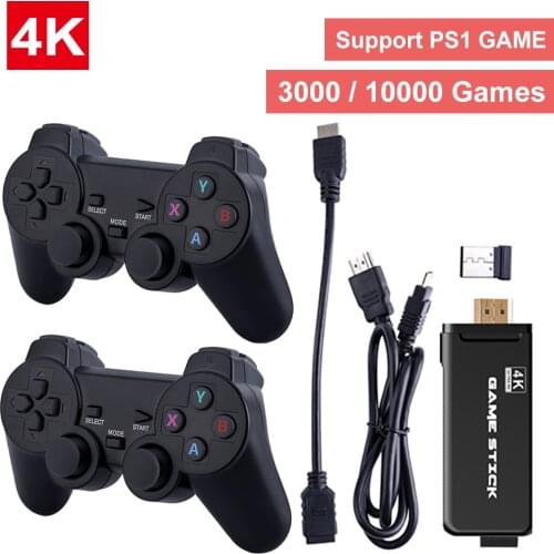 Video Game Console With 2.4G Wireless Gamepads 10000+ Games Stick 4K HD Family TV Game Console For PS1/SNES