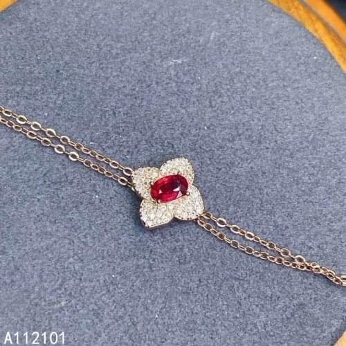 KJJEAXCMY fine jewelry S925 sterling silver inlaid natural ruby new Girls lovely hand Bracelet Support test Chinese style