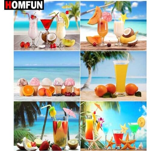 HOMFUN Paint With Diamond Embroidery "Beach fruit" Diamond Painting Full Square Round Picture Of Rhinestone Decor Fresh flowers