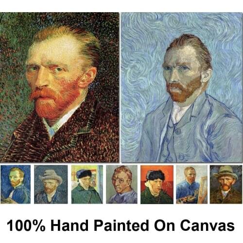 Hand Painted Vincent Van Gogh Self-Portrait Oil Painting Replica Impressionist Canvas Art Modern Artwork For Bedroom Wall Decor