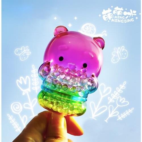 Kawaii Toy Weekend Toys Meng Meng Ice PVC Figure Toys Little Meng Bear Transparent Crystal Cute Toy Doll Model Birthday Gift