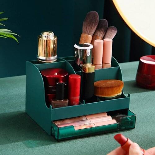Multifunctional Desktop Makeup Organizer Sundries Storage Cosmetic Makeup Brush Storage Case Home Office Bathroom Storage Box