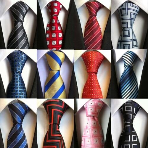 Fashion 8cm Striped Plaid Necktie Yellow Red Silk Jacquard Neck Tie For Mens Business Wedding Formal Gravata Accessories