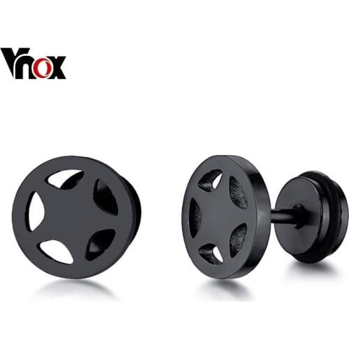 Vnox Mens Cool Pentagram Stud Earrings Stainless Steel Male Boy Earring Accessories 5 Colors Option