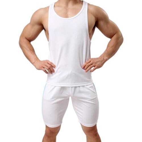 Mens Sports Sexy Underwear Breathable Sportswear Vest Shirts Top Pants Shorts Gym Homewear Men Tracksuit Lingerie 1/2 suits Set
