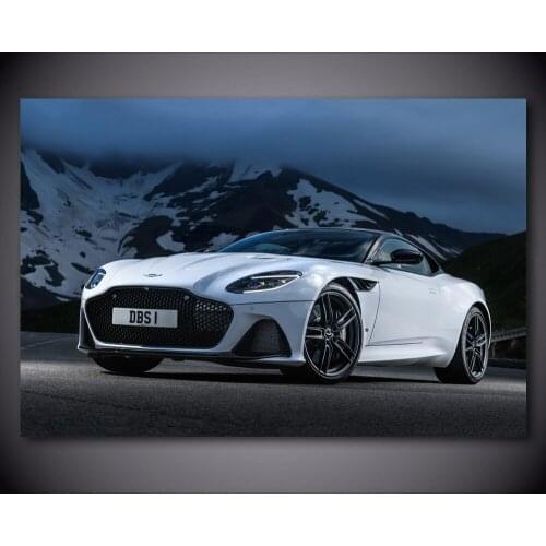 Astons Martin DBS Superleggera Supercars White Wall Art Picture Silk Posters and prints Canvas Painting Modern Home decoration