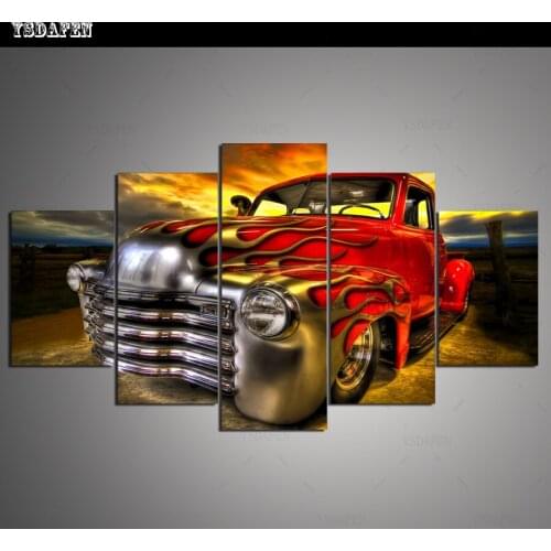 Op de muur HD print olieverf modulaire foto A sports car poster kind room decor woondecoratie 5 stks canvas art z024