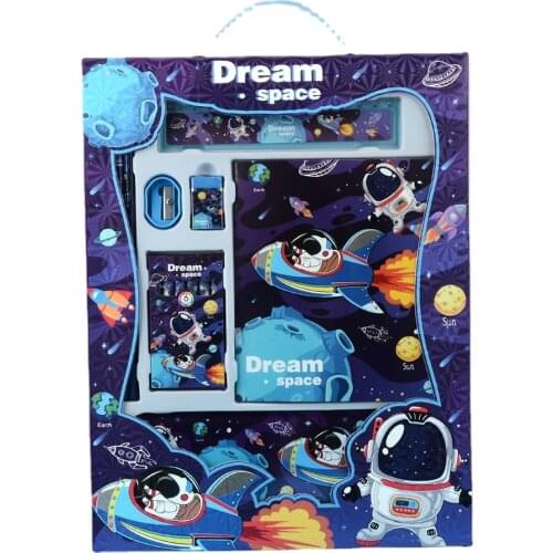 Portable Stationery Sets Cartoon Christmas Gifts 13-In-1 Mini Notepad 6 Colors Crayon Suit Pencils Case Sharpener Eraser Ruller