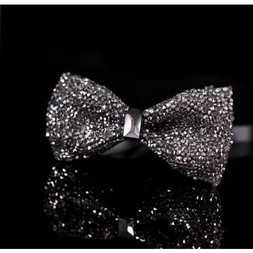 Gift box Fashion Korean Men Bow Ties Bling Party Rhinestone Bowtie For Wedding Cravat Butterfly Gravata