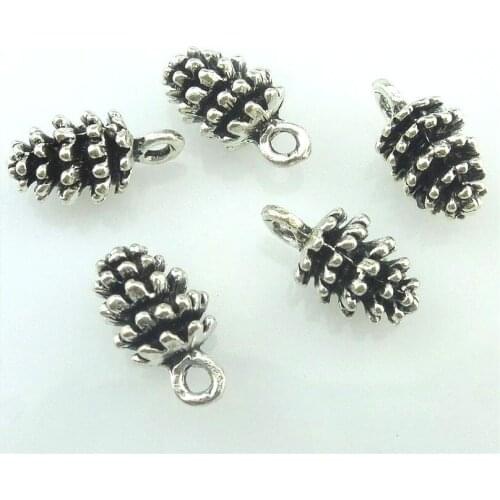 10pcs 15731 Antique Silver 15*8*8mm Plant Pine Nuts Charms Pendant For Jewelry Making Bracelet Vintage Accessories