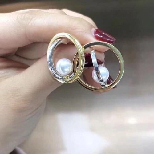 D426 Pearl Earring Fine Jewelry Round 6-7mm Natural Fresh Water White Pearls Stud Earrings for Women Presents