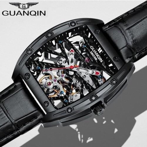Skeleton Tourbillon Classic Men Mechanical Watches Business Waterproof Watch Luxury Brand Genuine Leather Automatic Clock 2021