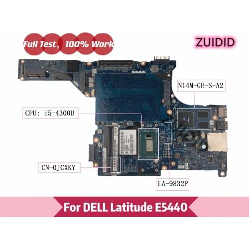 VAW30 LA-9832P For DELL Latitude E5440 Laptop Motherboard CN-0JCXKY JCXKY 0JCXKY with i5-4300U N14M-GE-S-A2 Tested 100% work