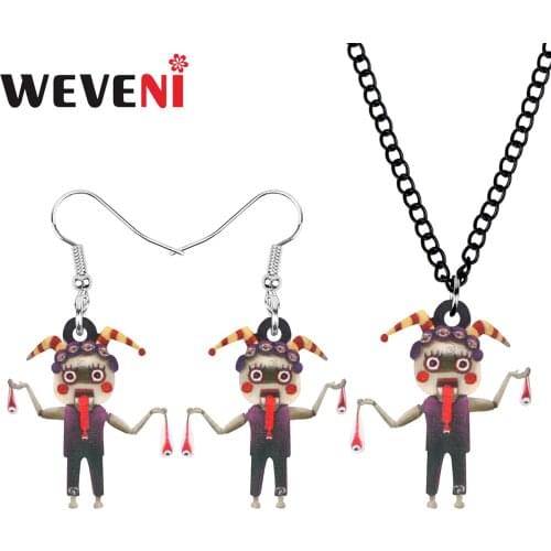 WEVENI Acrylic Halloween Cute Clown Jewelry Sets Print Aesthetic Earrings Necklace For Women Girls Teen Party Gift Accessories