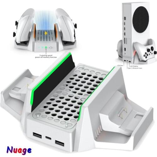 For XBOX Series S Dual Controller Charger Station Base Vertical Stand Cooling Fan Holder Charger For Xbox ONE/S Console