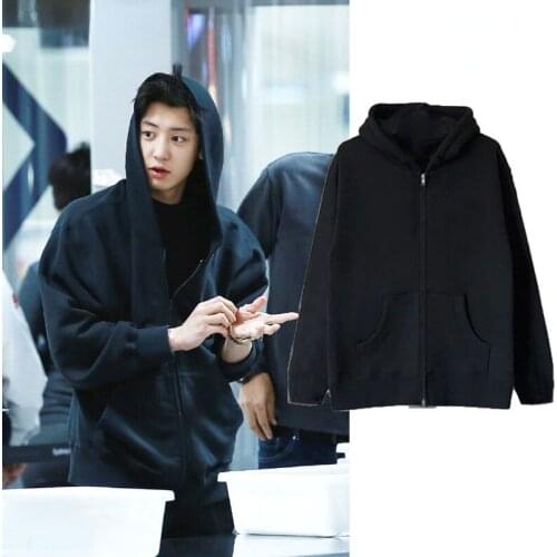 KPOP EXO Female Casual Loose Long Sleeve Hoodies Women Korean Clothes Streetwear Fashion Zipper Hooded Sweatshirts Unisex Coat