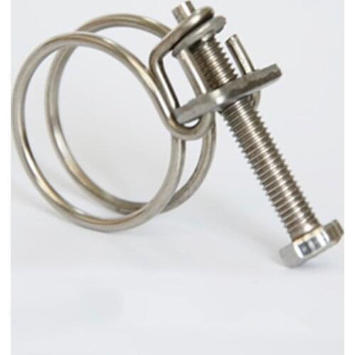 25mm*2 Stainless Steel Double Wire Hoop Clamp Strong Hoop Pipe Clip 10pcs