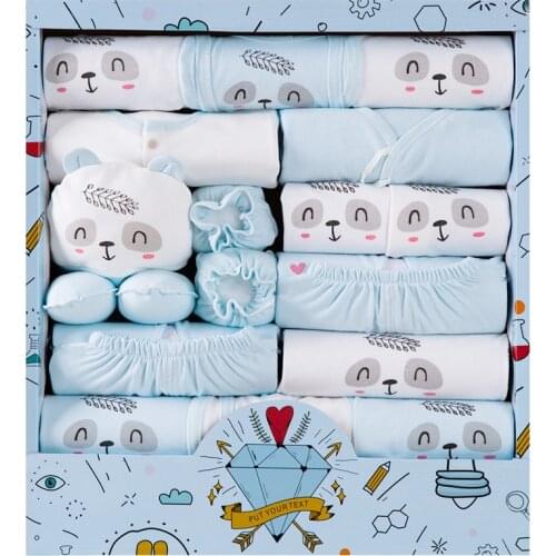 18pcs 100% Cotton Newborn baby clothes spring newborn supplies gift box infant clothing blue pink for boy girl baby 0-3 months