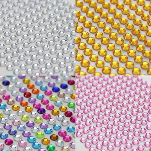 4 sheets Crystal Rhinestone Self Adhesive Stickers Mobile Phone Car Decor DIY Craft Decals Gems Craft Supplies Scrapbook Sticker