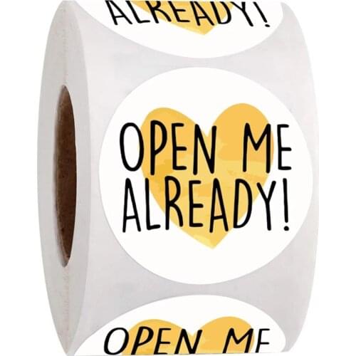 50-500Pcs 1inch“Open Me Already" Stickers Thank You Sticker for Gift Box Decoration Stationery Envelope Postcards Sealing Labels