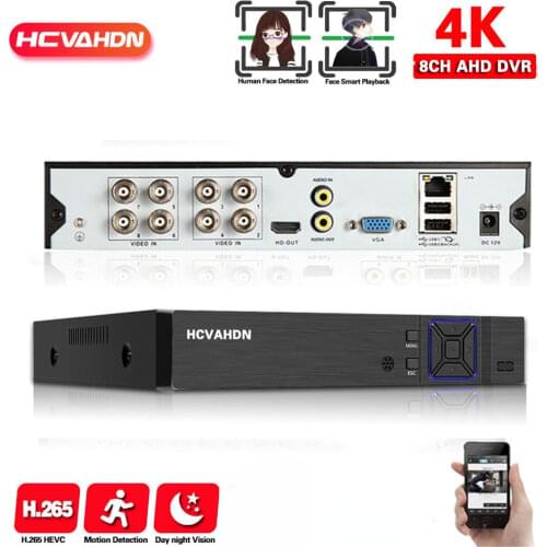 8MP 8 Channel Hybrid 6 in 1 NVR TVI CVI AHD CCTV DVR Video Surveillance Recorder 4K HD XMEYE Security Digital Video Recorder 4CH