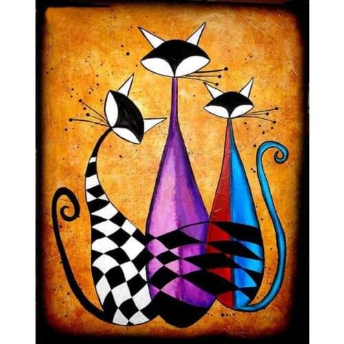 Animals full diamond mosaic abstract cats embroidery painting by number rhinestone wall sticker daimond drawing art needlework