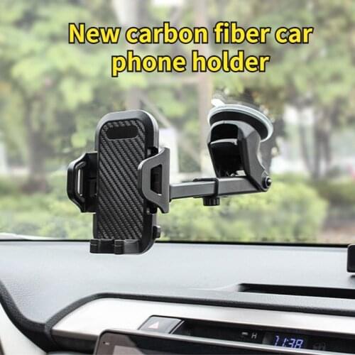 The New Carbon Fiber Car Phone Holder Dashboard Navigation Telescopic Suction Cup Phone Holder Car Air Outlet Bracket