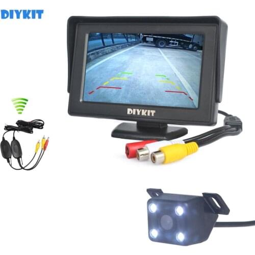 DIYKIT Wireless 4.3" TFT LCD Car Monitor + LED Night Vision Rear View Car Camera Parking Assistance System Kit