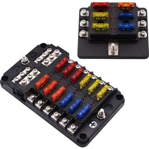 6 Ways 12 Ways 32V Car Fuse Box 1/6 In 6 Out Car Fuse Box Auto 32V Fuse Box With Led Indicator Light For Auto Car Marine