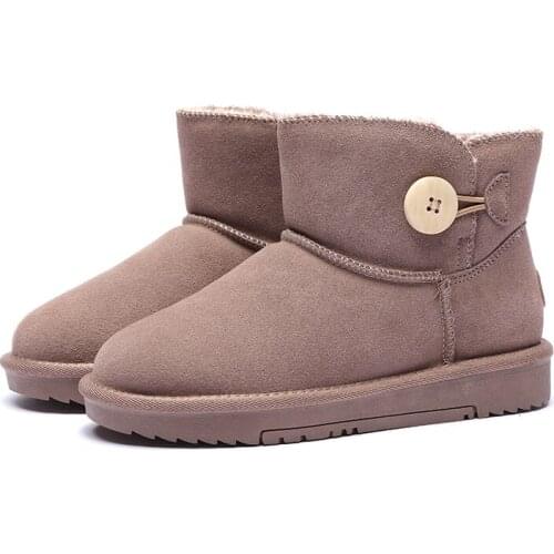 QZYERAI New Arrival Women Snow Boots 100% Genuine Cowhide Leather Ankle Boots Warm Winter Boots Woman shoes Size 35-40