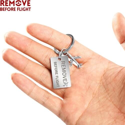 Remove Before Flight Car Key Chains Stainless Steel Car Motorcycle Key Ring Tag Label for Aviation Gifts Airworthy Metal Keychai
