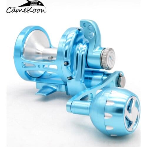 CAMEKOON Slow Pitch Jigging Full Metal Drum Wheel 4.9:1 Boat Fishing Saltwater Reel Overhead Drag 35kgs Big Game Trolling Reel