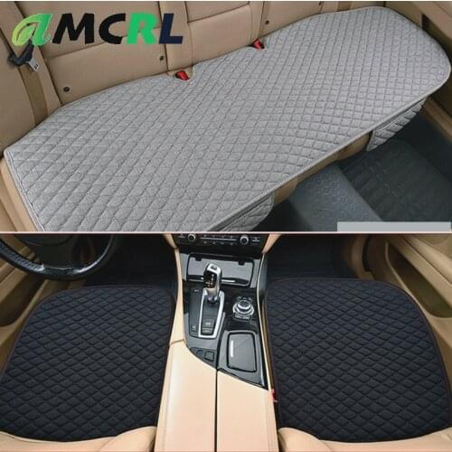 Flax Car Seat Cover Front Rear Linen Fabric Cushion Breathable Protector Mat Pad Auto Accessories Four Seasons Universal Size