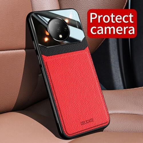 Phone Case for OnePlus 7T 7 Case Cover Fashion Organic PC Grained Leather Skin-pattern Back Coque for OnePlus 7T Pro Case Funda