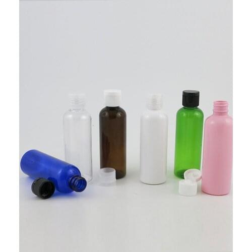 24 x 100ml Travel Refillable Lotion Cream Plastic Bottle with Plastic Flip Top Cap 100cc PET Dispensing Cosmetic Bottle with Cap
